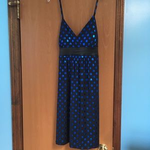 Blue & black polka dot dress